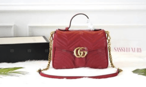 Gucci Marmont Matelasse Top Handle Hibiscus Red Color