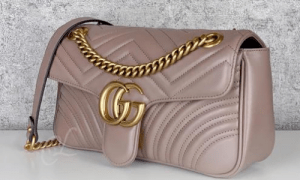 Gucci Marmont Small Matelasse Shoulder Bag in Dusty Pink GHW 